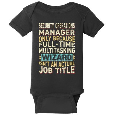 Wizard Job Title Quote Funny Security Operations Manager Baby Bodysuit