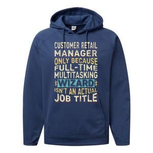 Wizard Job Title Quote Funny Customer Retail Manager Performance Fleece Hoodie