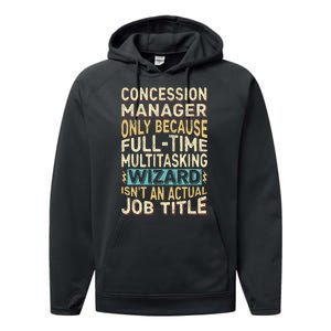 Wizard Job Title Quote Funny Concession Manager Performance Fleece Hoodie