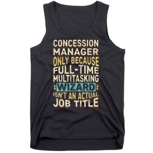 Wizard Job Title Quote Funny Concession Manager Tank Top