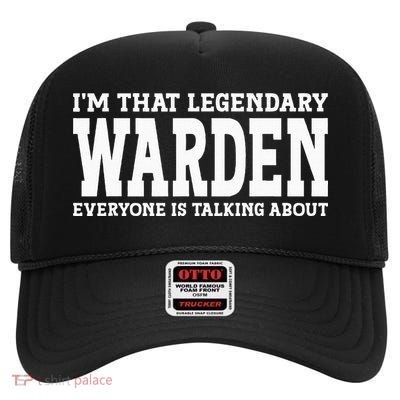 Warden Job Title Employee Funny Worker Profession Warden High Crown Mesh Back Trucker Hat