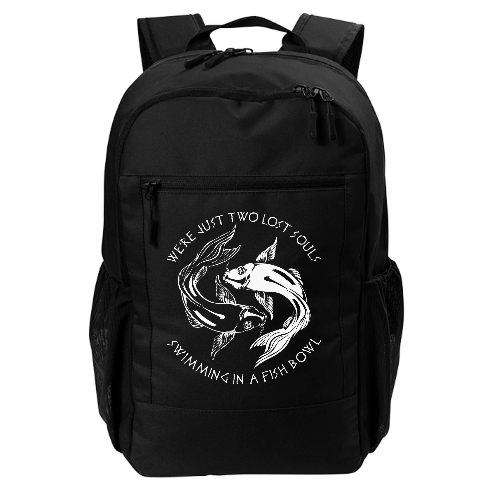 Were Just Two Lost Souls Swimming In A Fish Bowl Love Fan Backpack