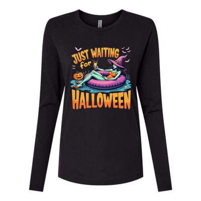 Witch Just Waiting For Halloween Gift Womens Cotton Relaxed Long Sleeve T-Shirt