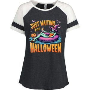 Witch Just Waiting For Halloween Gift Enza Ladies Jersey Colorblock Tee