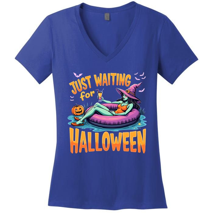 Witch Just Waiting For Halloween Gift Women's V-Neck T-Shirt