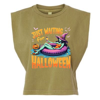 Witch Just Waiting For Halloween Gift Garment-Dyed Women's Muscle Tee