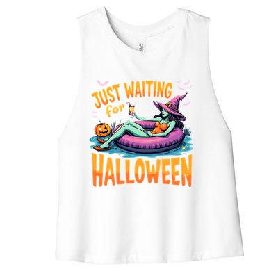 Witch Just Waiting For Halloween Gift Women's Racerback Cropped Tank