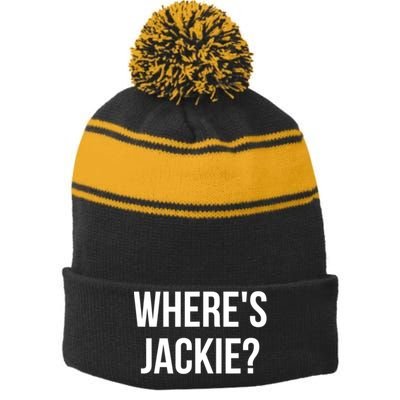 Where's Jackie? Stripe Pom Pom Beanie