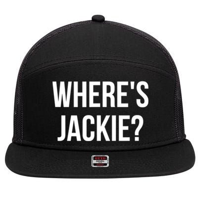 Where's Jackie? 7 Panel Mesh Trucker Snapback Hat