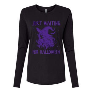 Witch Just Waiting For Halloween 2024 Funny Gift Womens Cotton Relaxed Long Sleeve T-Shirt