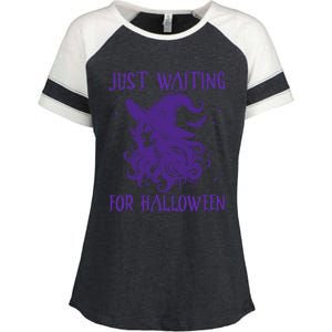 Witch Just Waiting For Halloween 2024 Funny Gift Enza Ladies Jersey Colorblock Tee