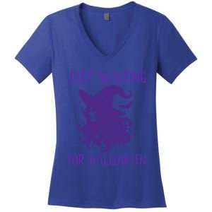 Witch Just Waiting For Halloween 2024 Funny Gift Women's V-Neck T-Shirt