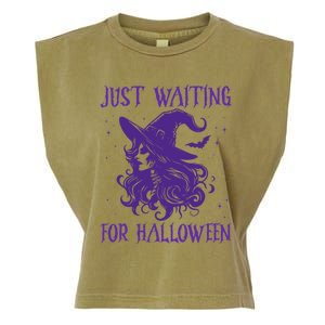 Witch Just Waiting For Halloween 2024 Funny Gift Garment-Dyed Women's Muscle Tee