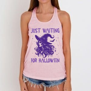 Witch Just Waiting For Halloween 2024 Funny Gift Women's Knotted Racerback Tank