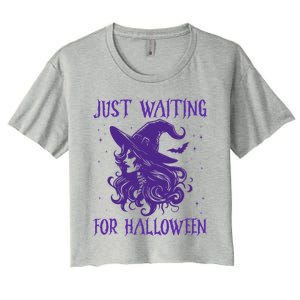 Witch Just Waiting For Halloween 2024 Funny Gift Women's Crop Top Tee