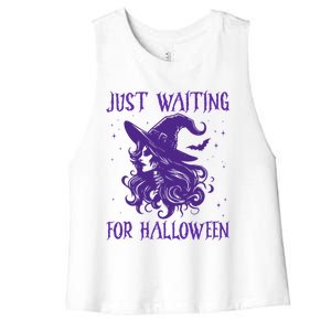 Witch Just Waiting For Halloween 2024 Funny Gift Women's Racerback Cropped Tank