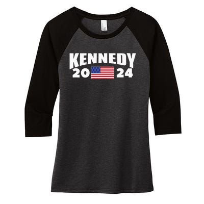 Womens Kennedy 2024 For President Election Women's Tri-Blend 3/4-Sleeve Raglan Shirt