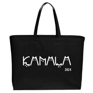 Women Kamala Cat Letter Font Design 2024 Gift Cotton Canvas Jumbo Tote