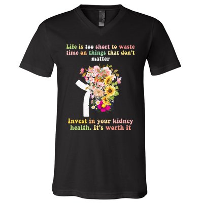 World Kidney Day inspiring quotes Kidney Care Flowers V-Neck T-Shirt