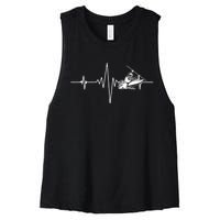 Whitewater Kayaking Gift Kayak Heartbeat Gift Women's Racerback Cropped Tank