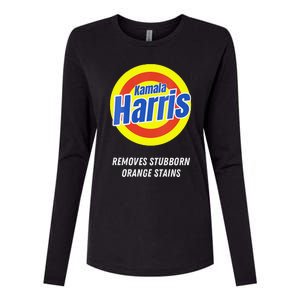 Women Kamala Harris 2024 Removes Stubborn Orange Stains Humorous Gift Womens Cotton Relaxed Long Sleeve T-Shirt