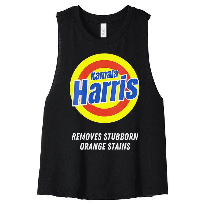 Women Kamala Harris 2024 Removes Stubborn Orange Stains Humorous Gift Women's Racerback Cropped Tank