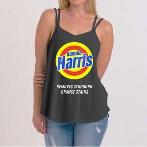 Women Kamala Harris 2024 Removes Stubborn Orange Stains Humorous Gift Women's Strappy Tank