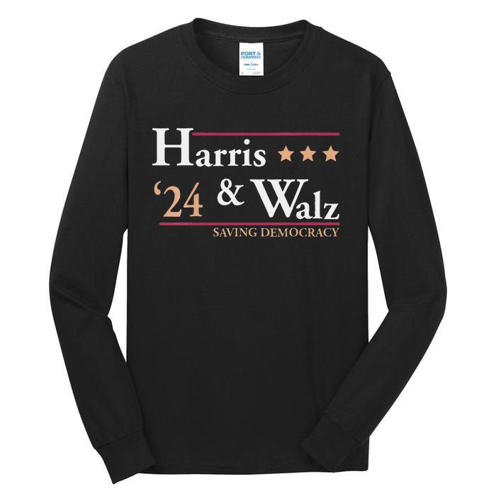 Women Kamala Harris Tim Walz Saving Democracy Election Campaign Gift Tall Long Sleeve T-Shirt