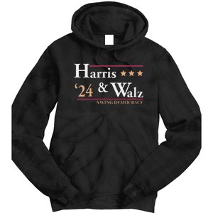 Women Kamala Harris Tim Walz Saving Democracy Election Campaign Gift Tie Dye Hoodie