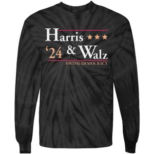 Women Kamala Harris Tim Walz Saving Democracy Election Campaign Gift Tie-Dye Long Sleeve Shirt