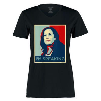 Wo Kamala Harris Im Speaking Quote Joe Biden 2024 Women's Momentum V-Neck T-Shirt