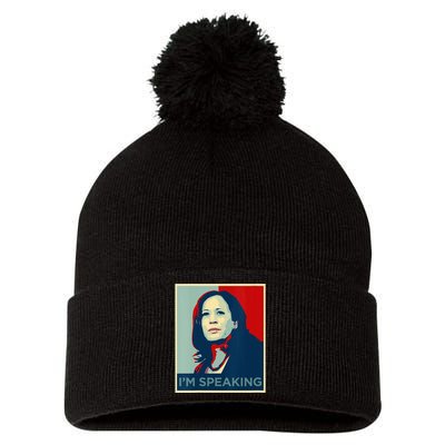 Wo Kamala Harris Im Speaking Quote Joe Biden 2024 Pom Pom 12in Knit Beanie