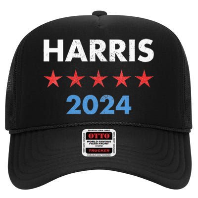 Wo Kamala Harris 2024 For President High Crown Mesh Back Trucker Hat