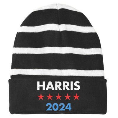 Wo Kamala Harris 2024 For President Striped Beanie with Solid Band