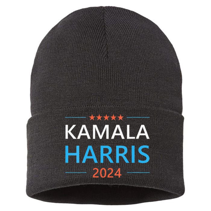 Wo Kamala Harris For President 2024 Sustainable Knit Beanie