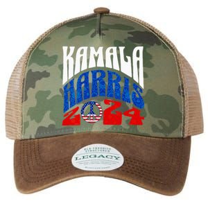 Wo Kamala Harris 2024 Vote Peace Retro Groovy President Women Vneck Legacy Tie Dye Trucker Hat