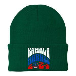 Wo Kamala Harris 2024 Vote Peace Retro Groovy President Women Vneck Knit Cap Winter Beanie