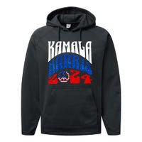 Wo Kamala Harris 2024 Vote Peace Retro Groovy President Women Vneck Performance Fleece Hoodie