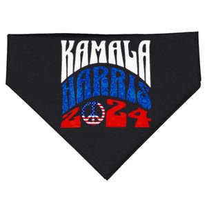 Wo Kamala Harris 2024 Vote Peace Retro Groovy President Women Vneck USA-Made Doggie Bandana