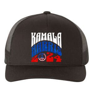 Wo Kamala Harris 2024 Vote Peace Retro Groovy President Women Vneck Yupoong Adult 5-Panel Trucker Hat