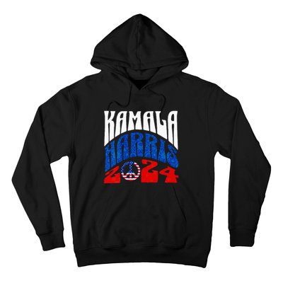 Wo Kamala Harris 2024 Vote Peace Retro Groovy President Women Vneck Hoodie