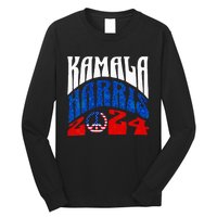 Wo Kamala Harris 2024 Vote Peace Retro Groovy President Women Vneck Long Sleeve Shirt