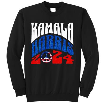 Wo Kamala Harris 2024 Vote Peace Retro Groovy President Women Vneck Sweatshirt