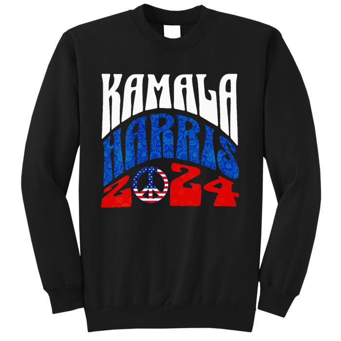 Wo Kamala Harris 2024 Vote Peace Retro Groovy President Women Vneck Sweatshirt