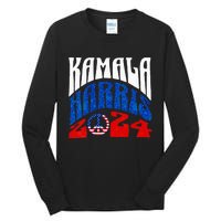 Wo Kamala Harris 2024 Vote Peace Retro Groovy President Women Vneck Tall Long Sleeve T-Shirt