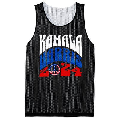 Wo Kamala Harris 2024 Vote Peace Retro Groovy President Women Vneck Mesh Reversible Basketball Jersey Tank