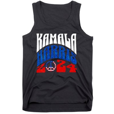 Wo Kamala Harris 2024 Vote Peace Retro Groovy President Women Vneck Tank Top