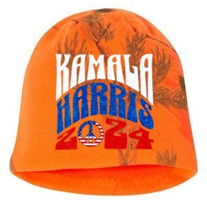 Wo Kamala Harris 2024 Vote Peace Retro Groovy President Women Vneck Kati - Camo Knit Beanie