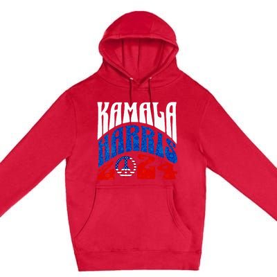 Wo Kamala Harris 2024 Vote Peace Retro Groovy President Women Vneck Premium Pullover Hoodie