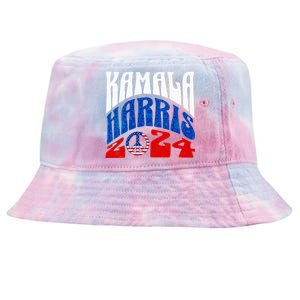 Wo Kamala Harris 2024 Vote Peace Retro Groovy President Women Vneck Tie-Dyed Bucket Hat